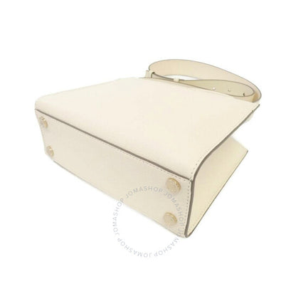 Bvlgari, White Leather Logo Tote Bag