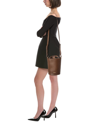 small leather bucket bag