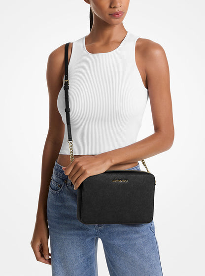 jet set large saffiano leather crossbody bag