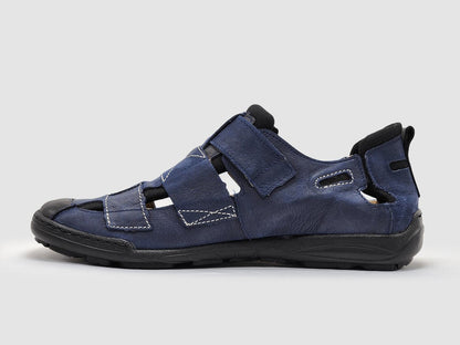 men's leather sandals in blue