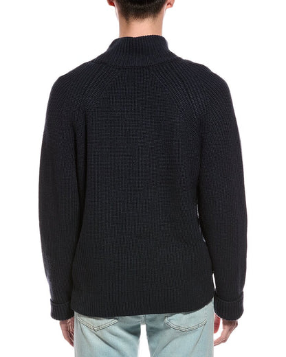 ribbed 1/4-zip mock neck sweater