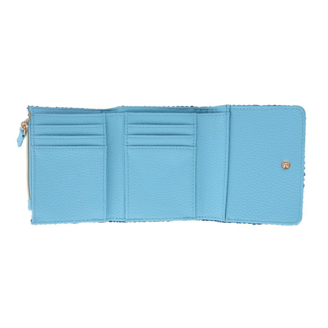 women's striped straw vegan leather medium trifold
