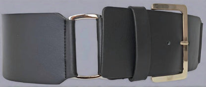 women's open ring leather belt in black