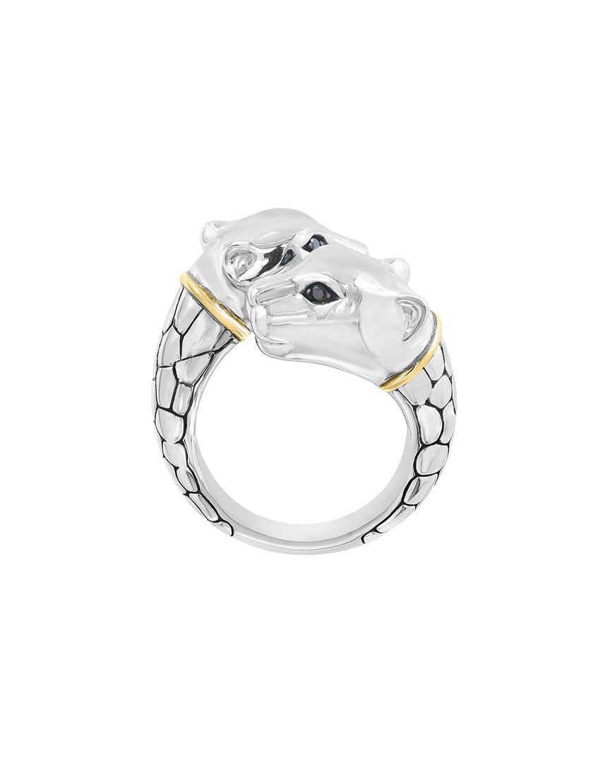 silver & 18k 0.06 ct. tw. diamond ring