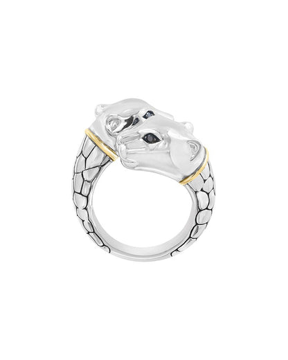 silver & 18k 0.06 ct. tw. diamond ring