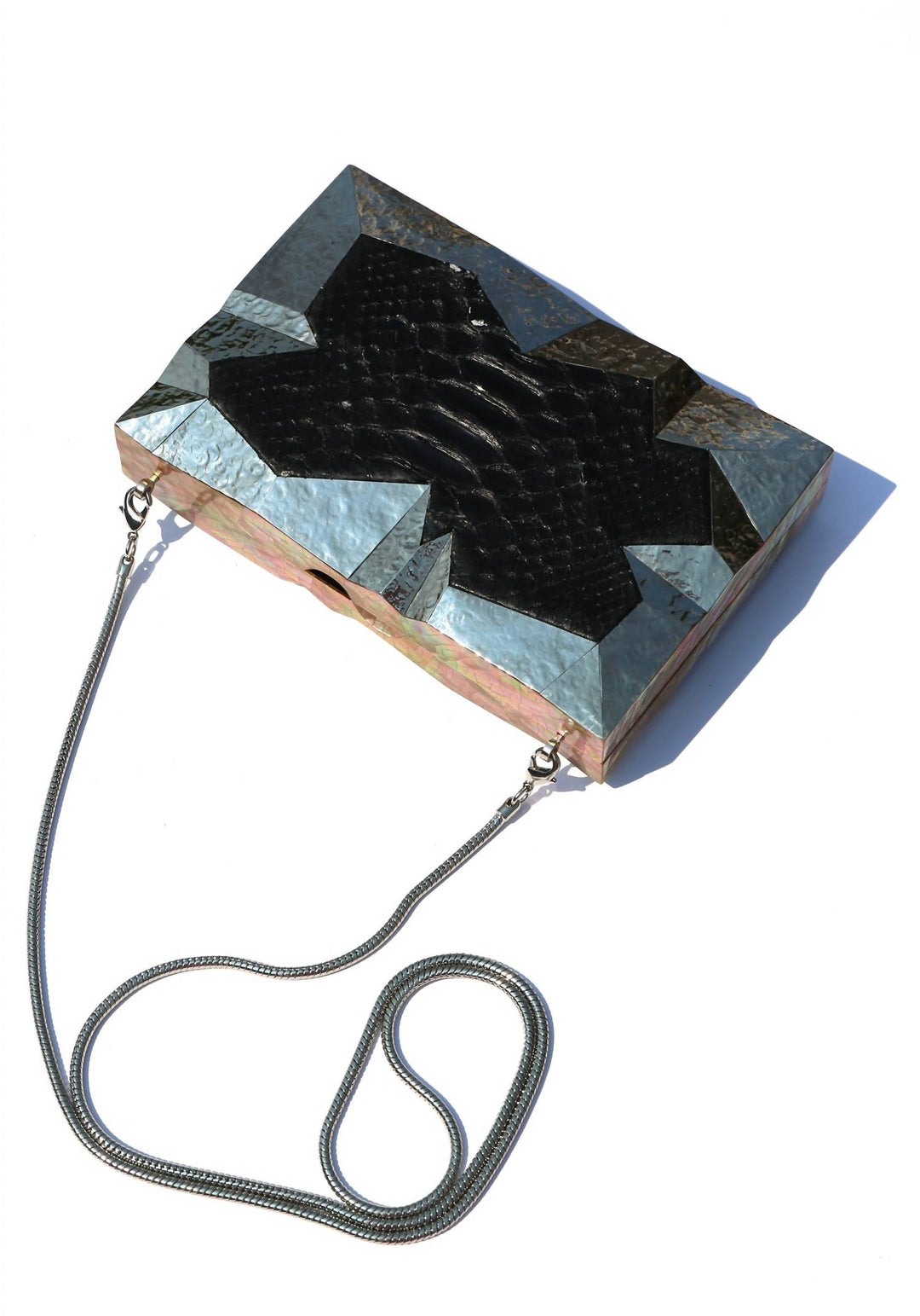 women's abrolhos clutch bag in silver / black