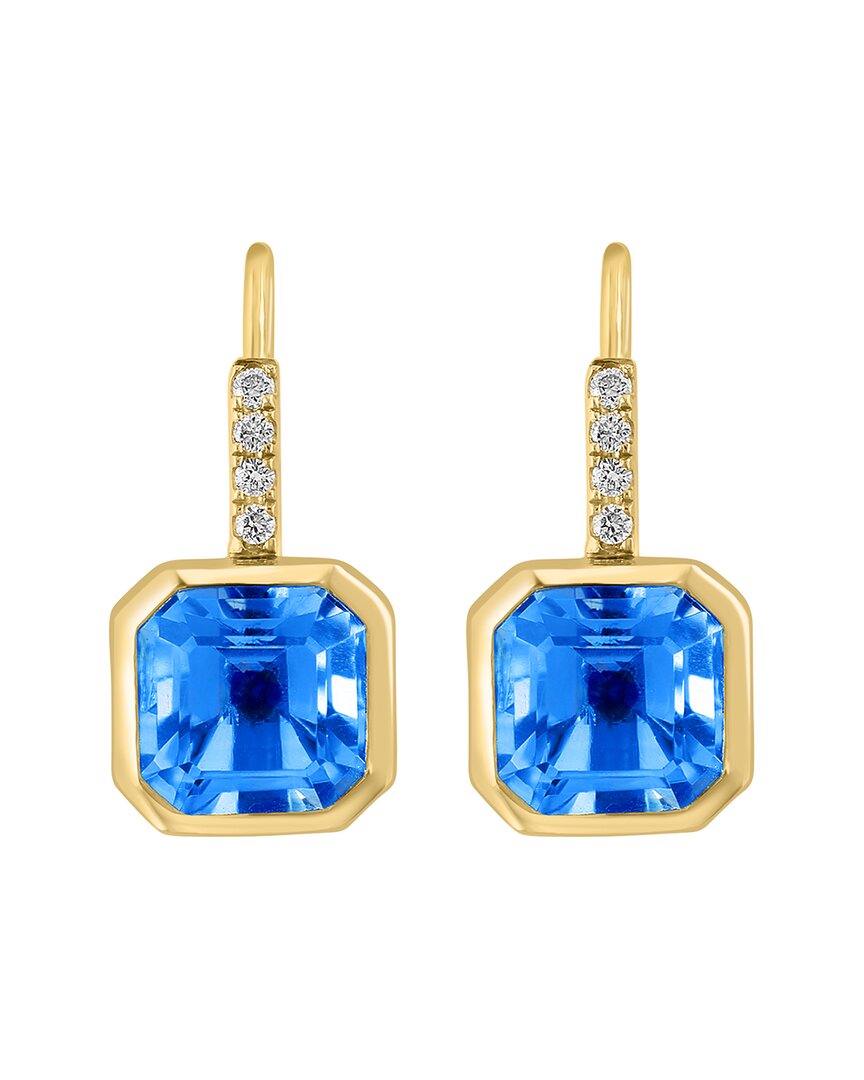 14k 3.36 ct. tw. diamond & blue topaz earrings