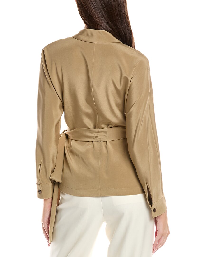 dolman wrap silk-blend shirt jacket