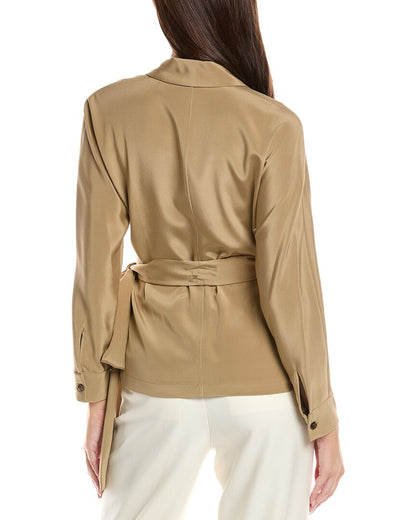 dolman wrap silk-blend shirt jacket