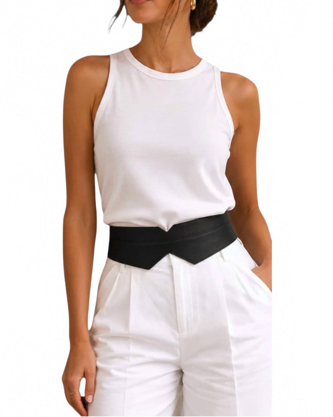 women's chaltén slim leather belt in black