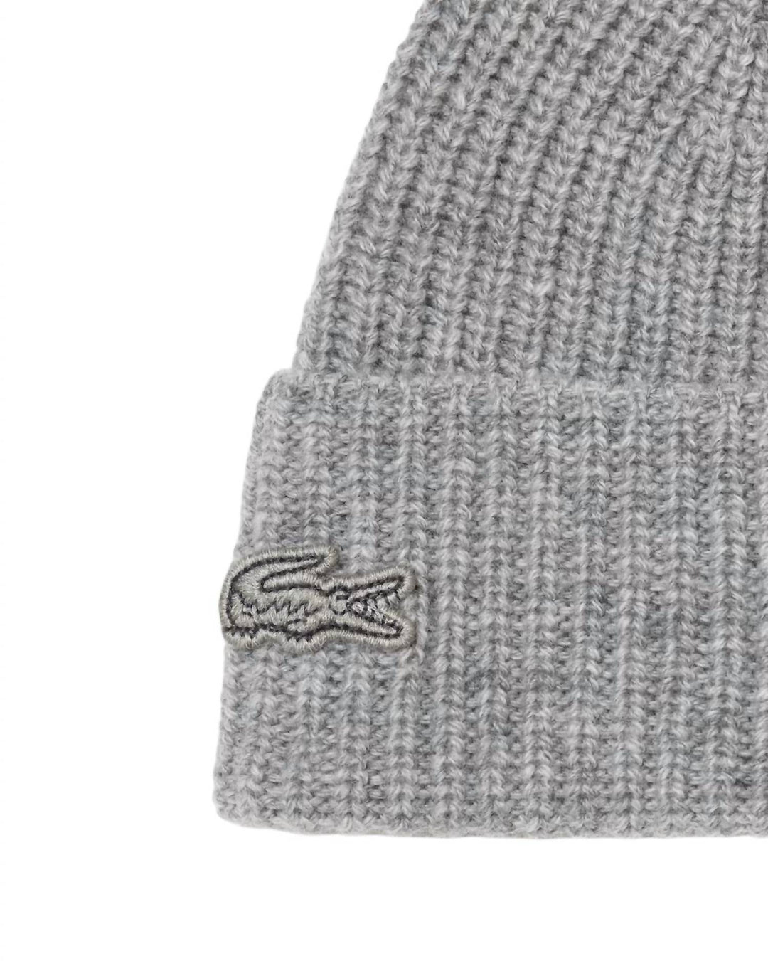 unisex ribbed wool knit crocodile beanie in gray
