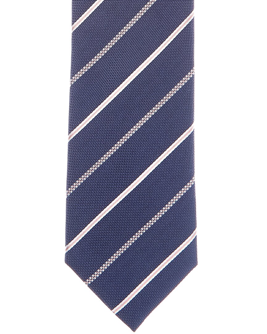 navy stripes silk-blend tie