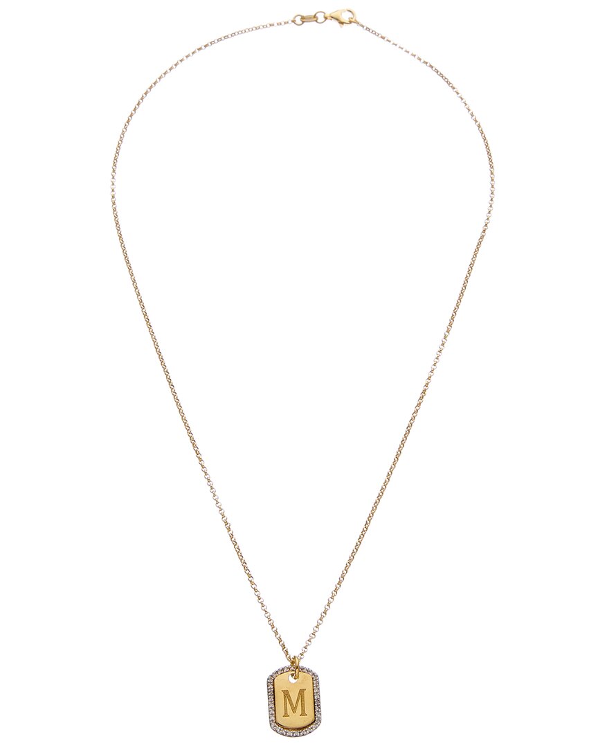 18k over silver 0.20 ct. tw. diamond dog tag initial necklace (a-z)