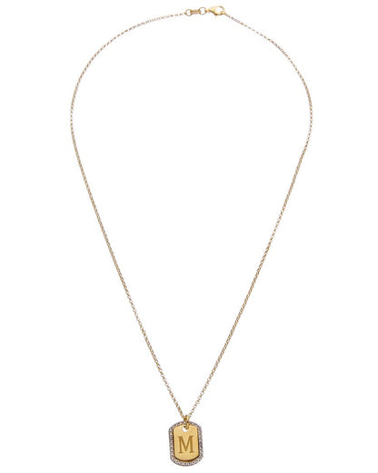 18k over silver 0.20 ct. tw. diamond dog tag initial necklace (a-z)