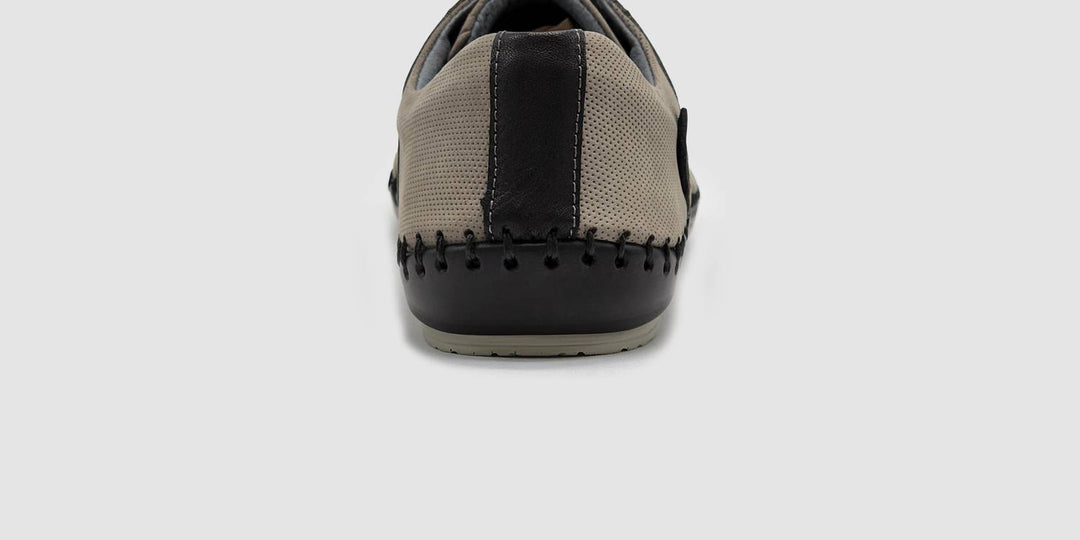 men's stitched leather shoes in grey