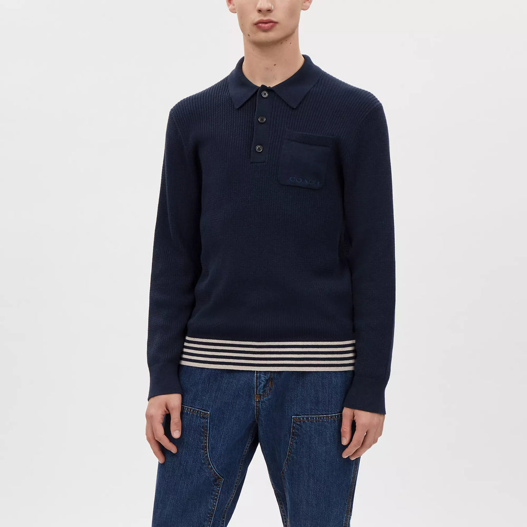 long sleeve knit polo