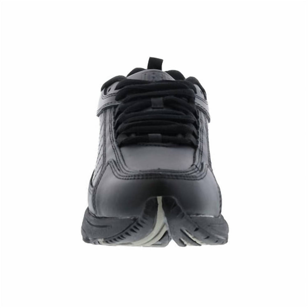 women's walking shoes in black leather