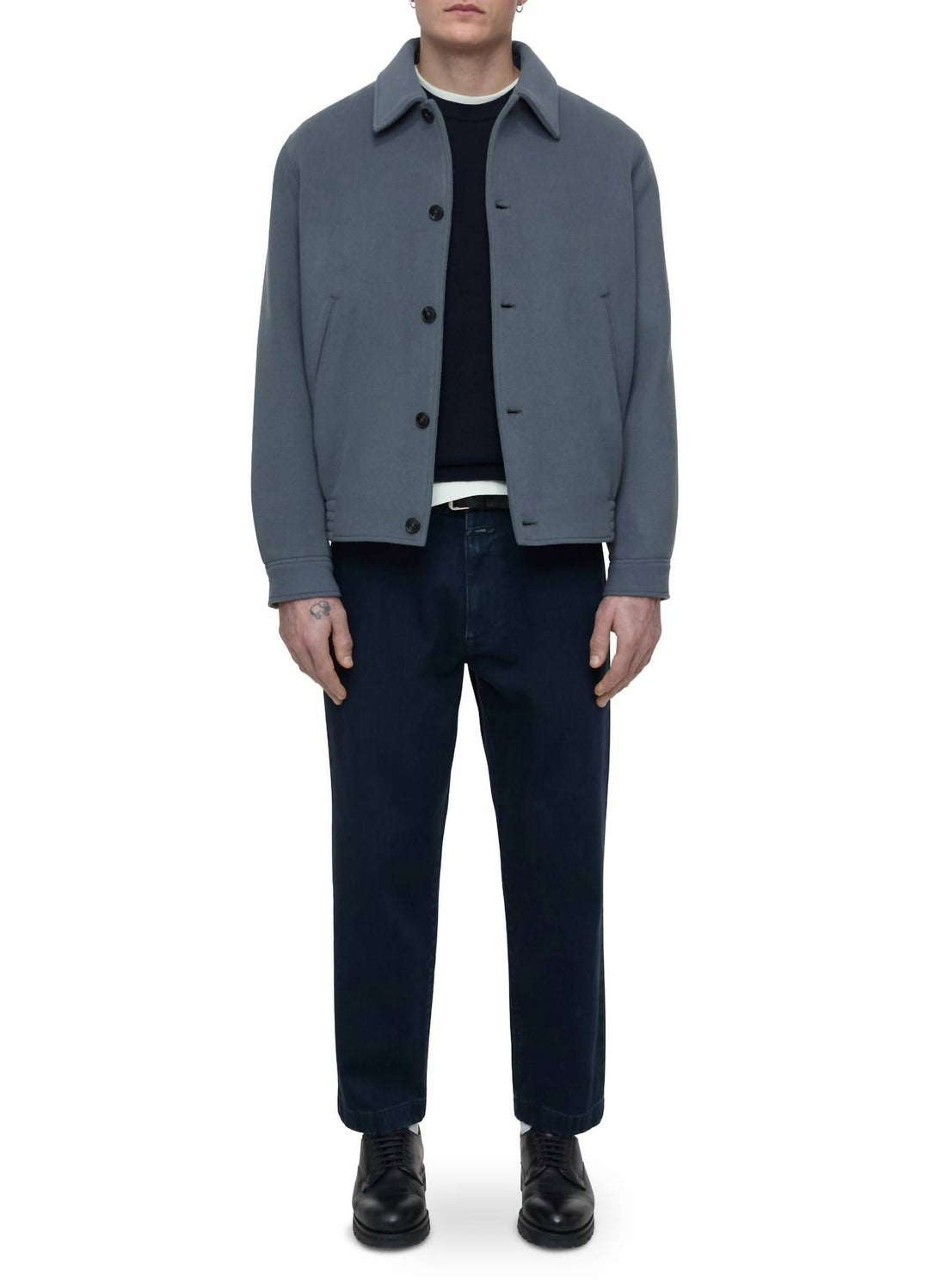 varsity blouson jacket in washed stone