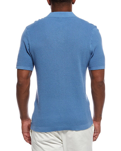 textured johnny collar polo shirt