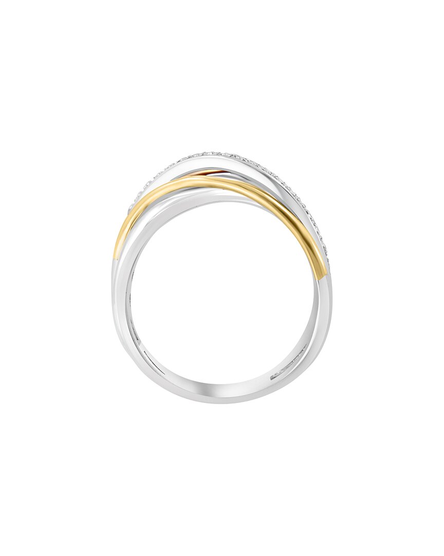 silver & 14k 0.08 ct. tw. diamond ring