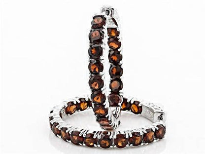 women's garnet inside outside hoops in silver