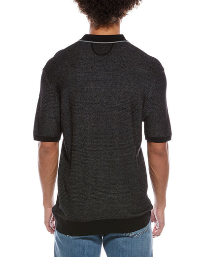 silk-blend johnny collar shirt