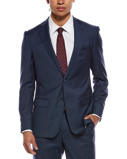 2pc wool suit with flat front pant