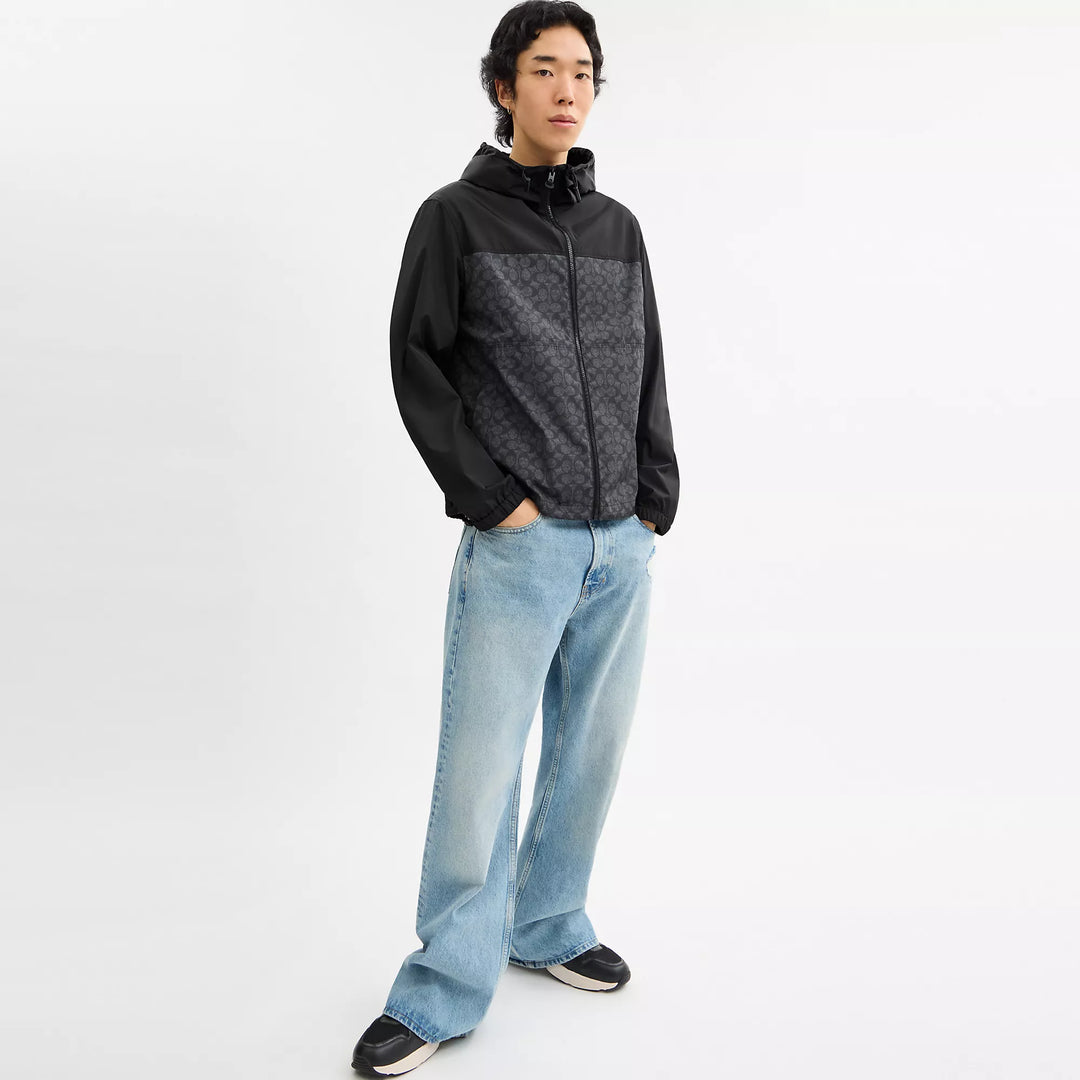 signature full zip windbreaker in recycled polyester
