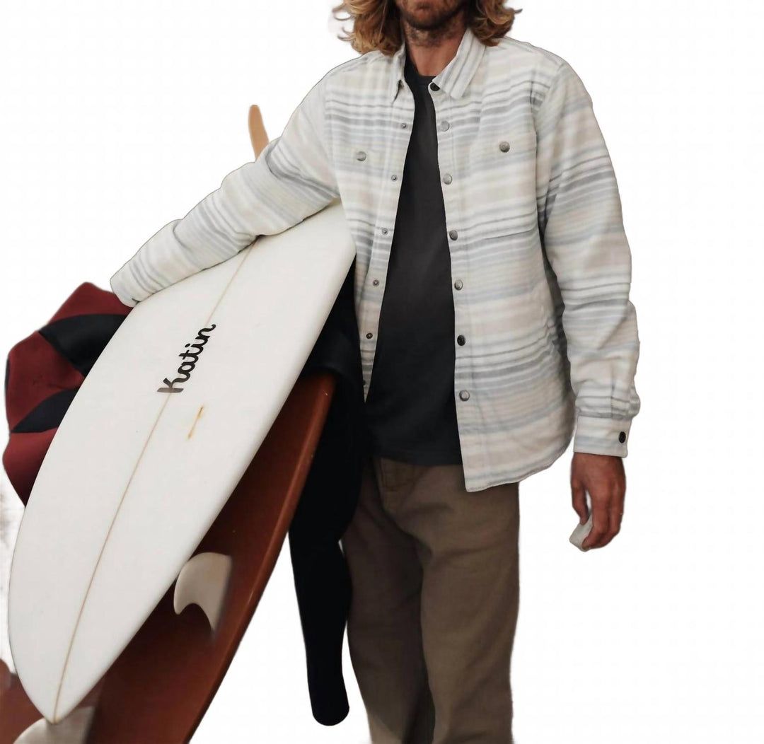 harold stripe jacket in dusty blue