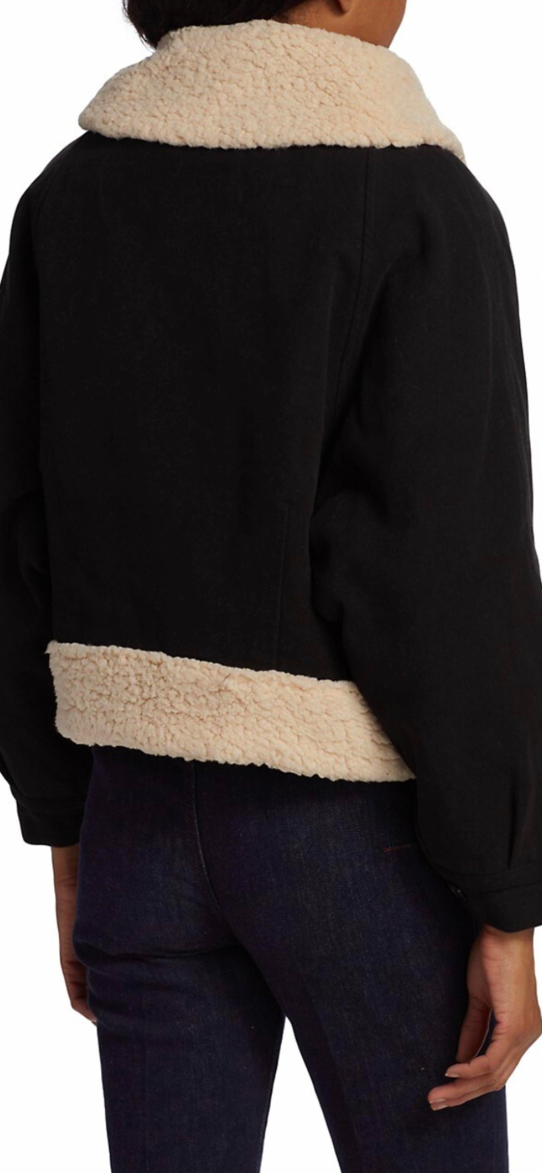 women's peak coat in black