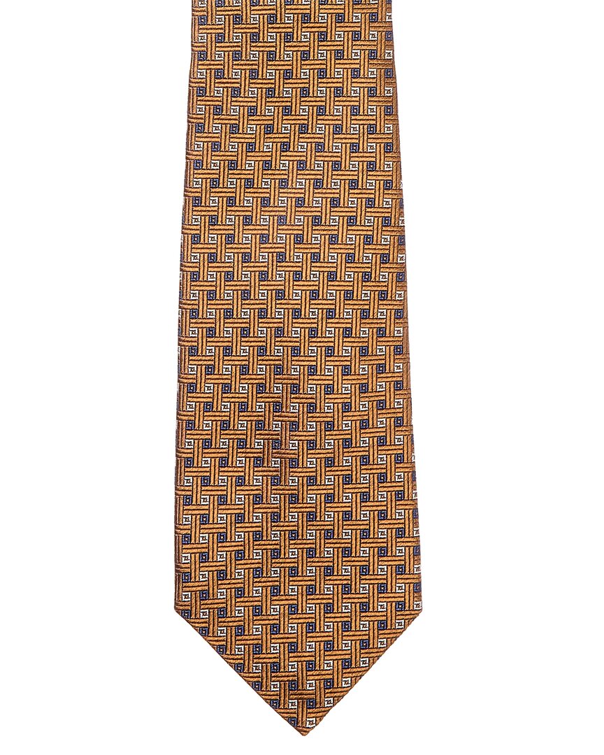 brown squares silk tie