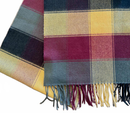 unisex premium cashmere scarf in burgundy plaid