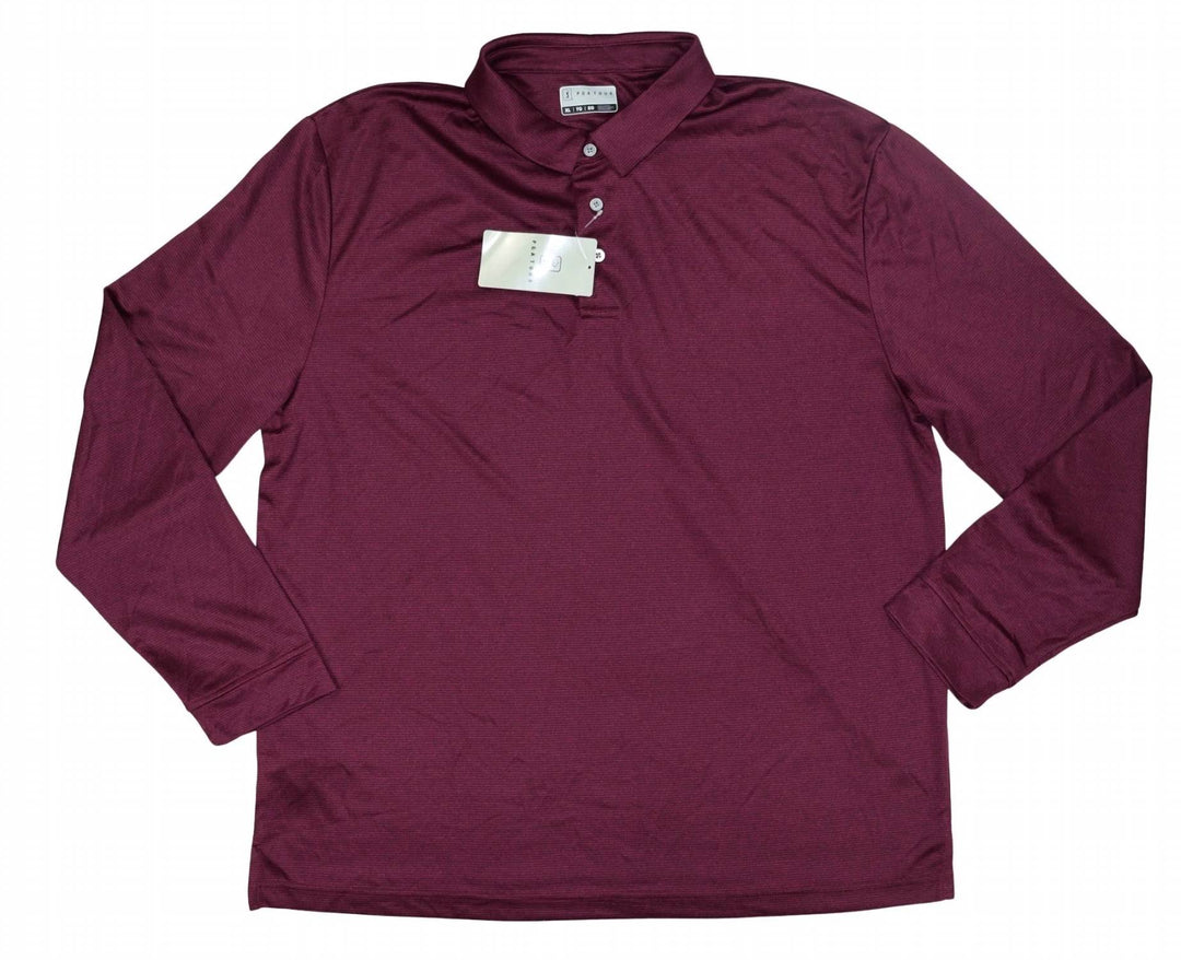 men's moisture wicking long sleeve golf polo shirt in fig caviar htr