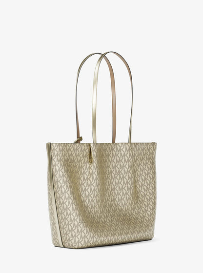 carson large metallic signature logo tote bag