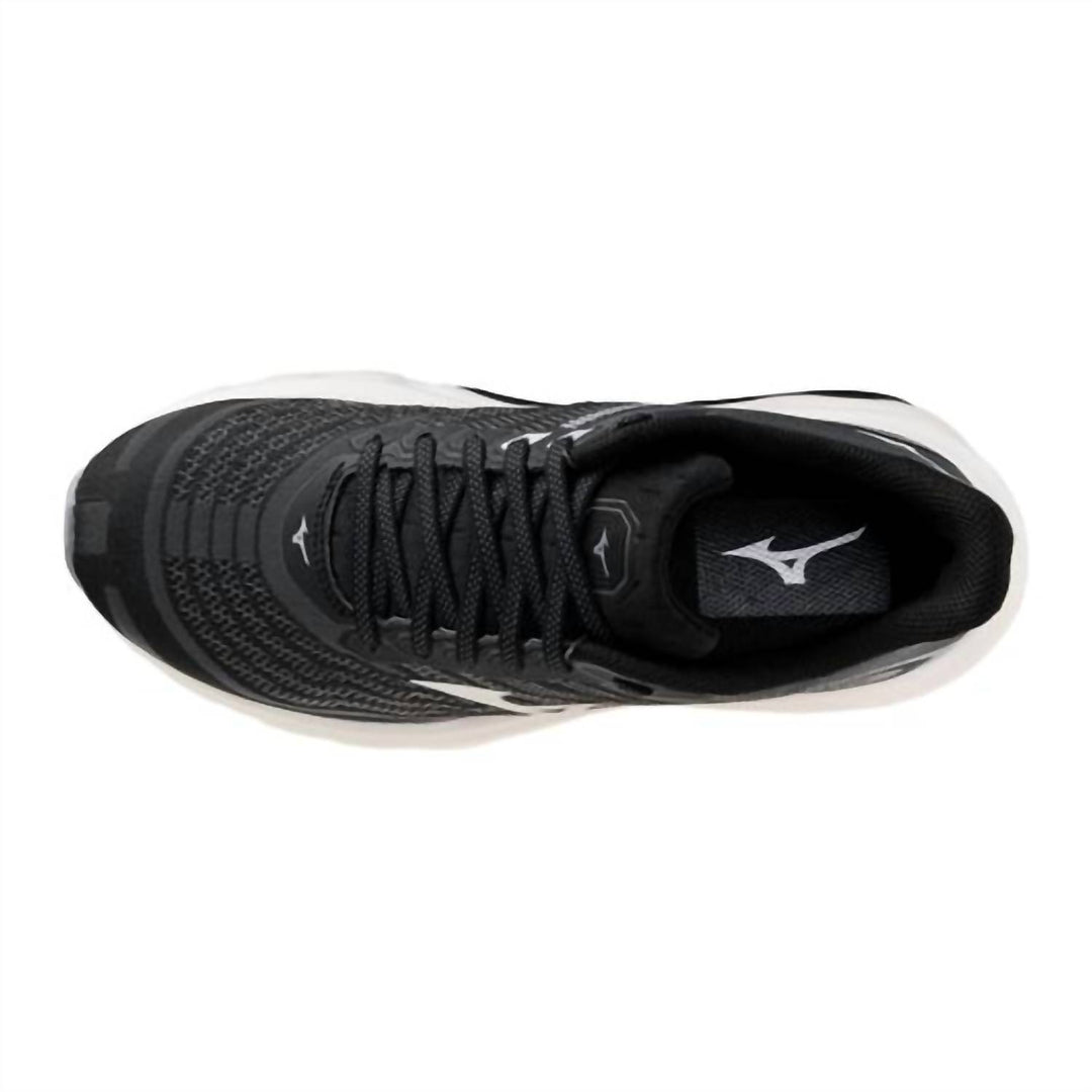 women's wave horizon 8 wide running shoes in black-white