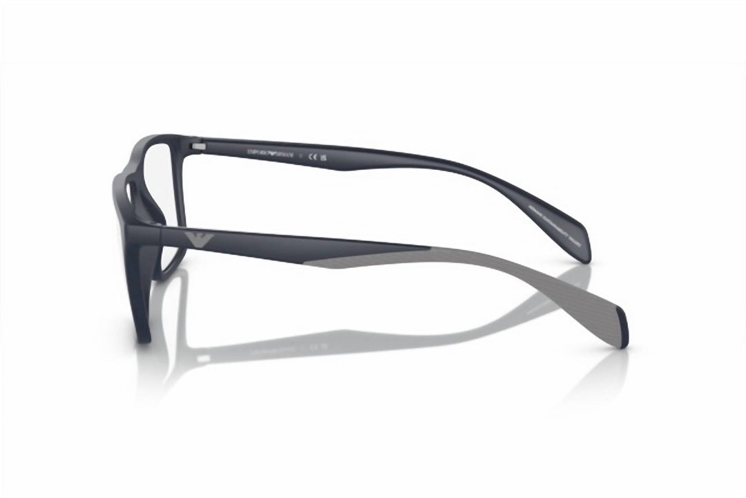 men's rectangle eyeglasses frame in matte blue rubber gray