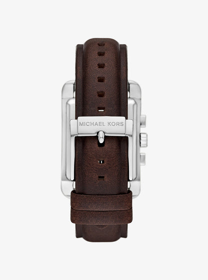 monroe silver-tone and leather watch