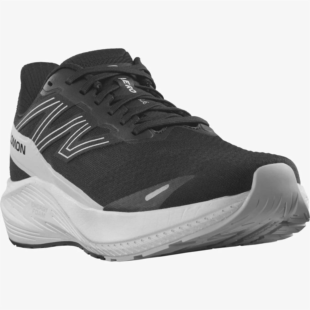 men's aero blaze running shoes in black / white / lunar rock