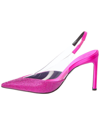 x evangelie smyrniotaki satin & vinyl slingback pump