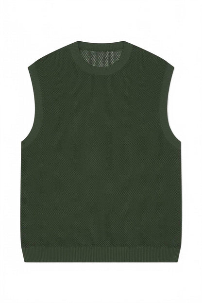 crotchet knit vest in dark green