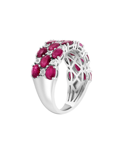 silver 1.99 ct. tw. diamond & ruby ring