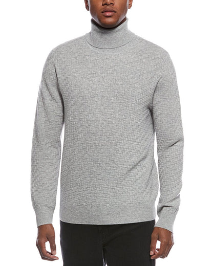 fancy stitch wool & cashmere-blend turtleneck sweater