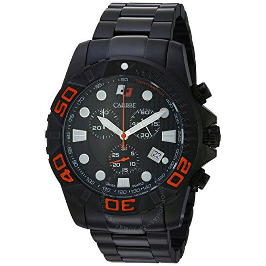 ساعة كاليبر أكرون كرونوغراف للرجال بمينا سوداء