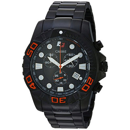 ساعة كاليبر أكرون كرونوغراف للرجال بمينا سوداء