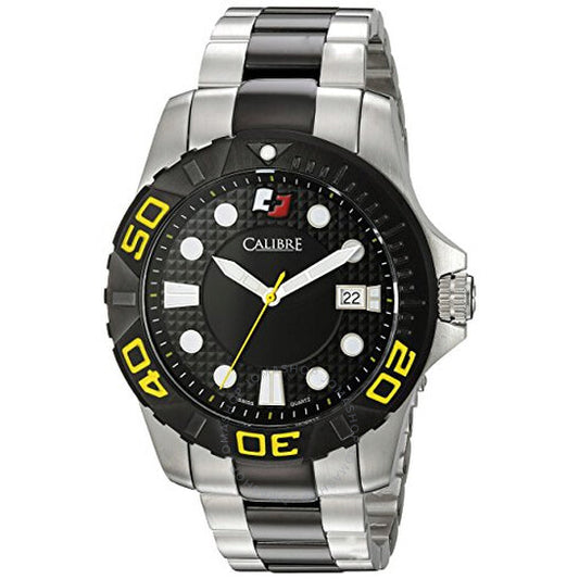 Calibre, Akron Black Dial Men's Two Tone Watch
