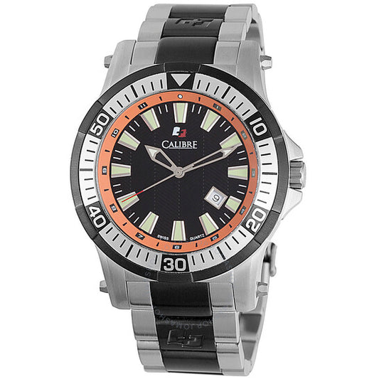 Calibre, Hawk Date Black and Orange Dial Stainless Steel Men's Watch SC-5H1-04-007-079