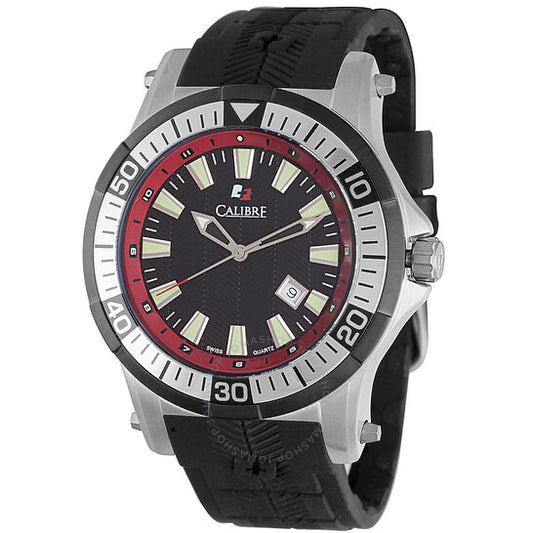 Calibre, Hawk Date Black and Red Dial Black Rubber Men's Watch SC-4H1-04-007-4