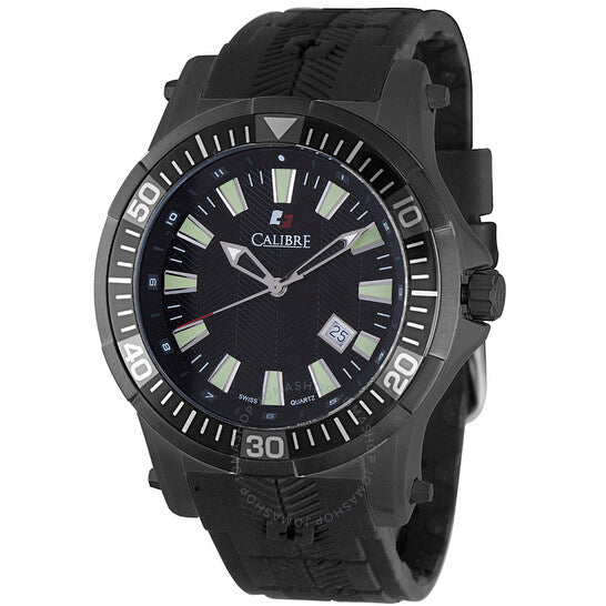 Calibre, Hawk Date Black Dial Black Rubber Men's Watch