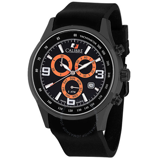 Calibre, Mauler Black Dial Chronograph Black Rubber Men's Watch