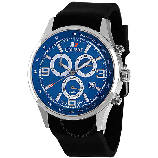 Calibre, Mauler Blue Dial Chronograph Black Rubber Men's Watch